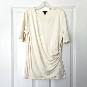 Talbots Cream Short Sleeve Ruched Side Top